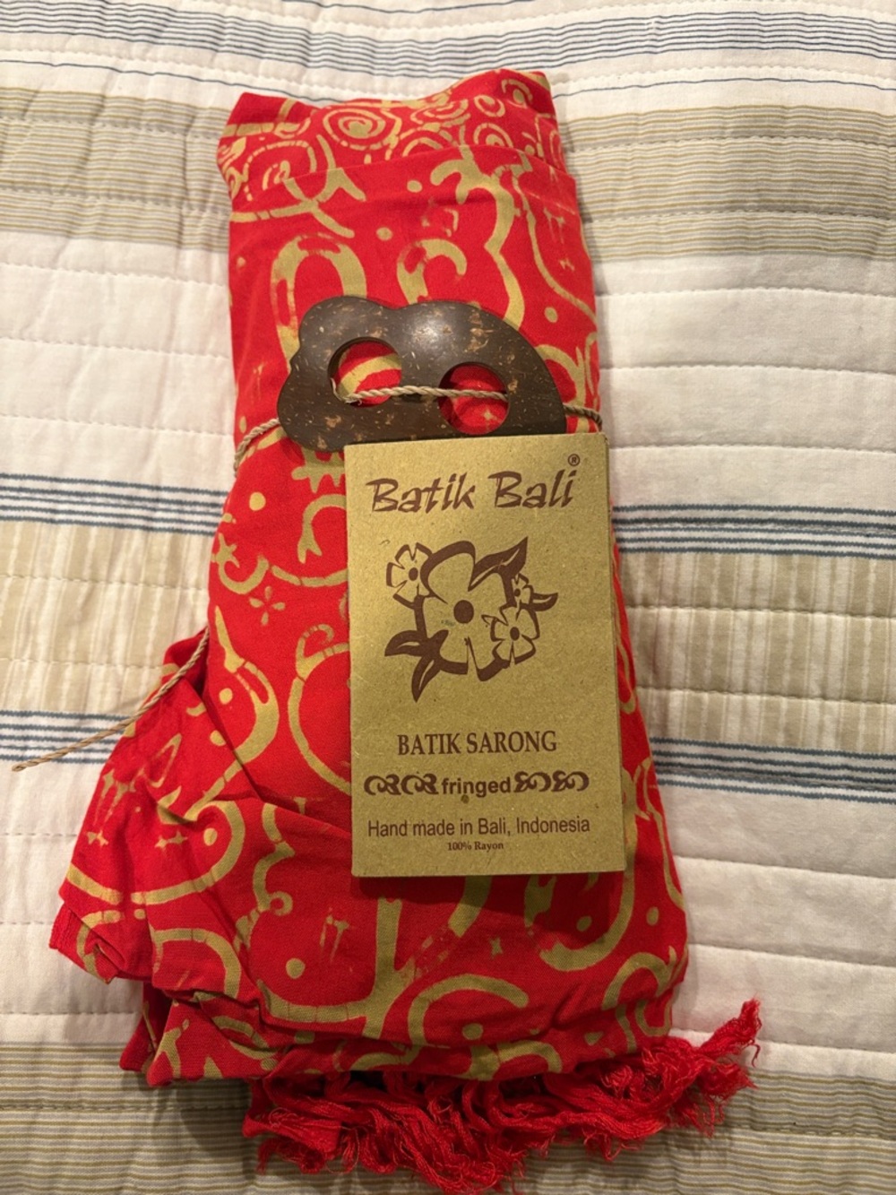 Batik Bali Red Batik Sarong Swim Cover-Up